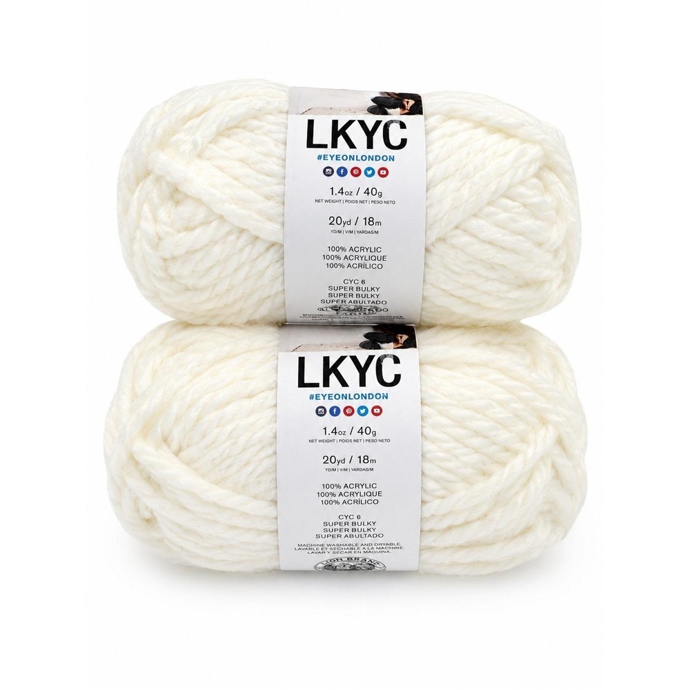 Lot of 2 LKYC Lion Brand Super Bulky Yarn Snowflake #100 CYC 6 Acrylic Matching